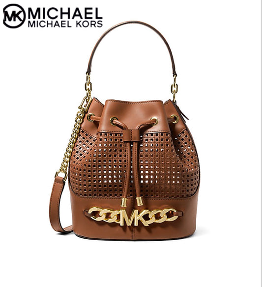 Devon Medium Perforated Leather Bucket Bag