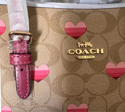 Coach Mollie Tote 25 In Signature Canvas With Stripe Heart Print