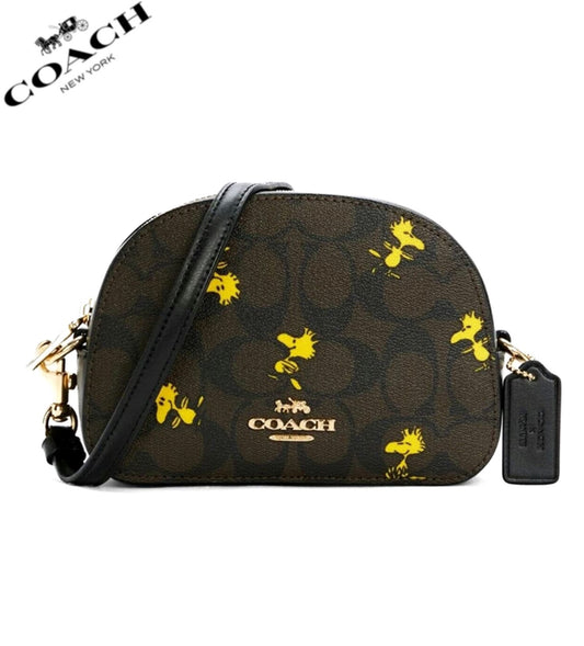 Coach X Peanuts Mini Serena Crossbody In Signature Canvas With Woodstock Print