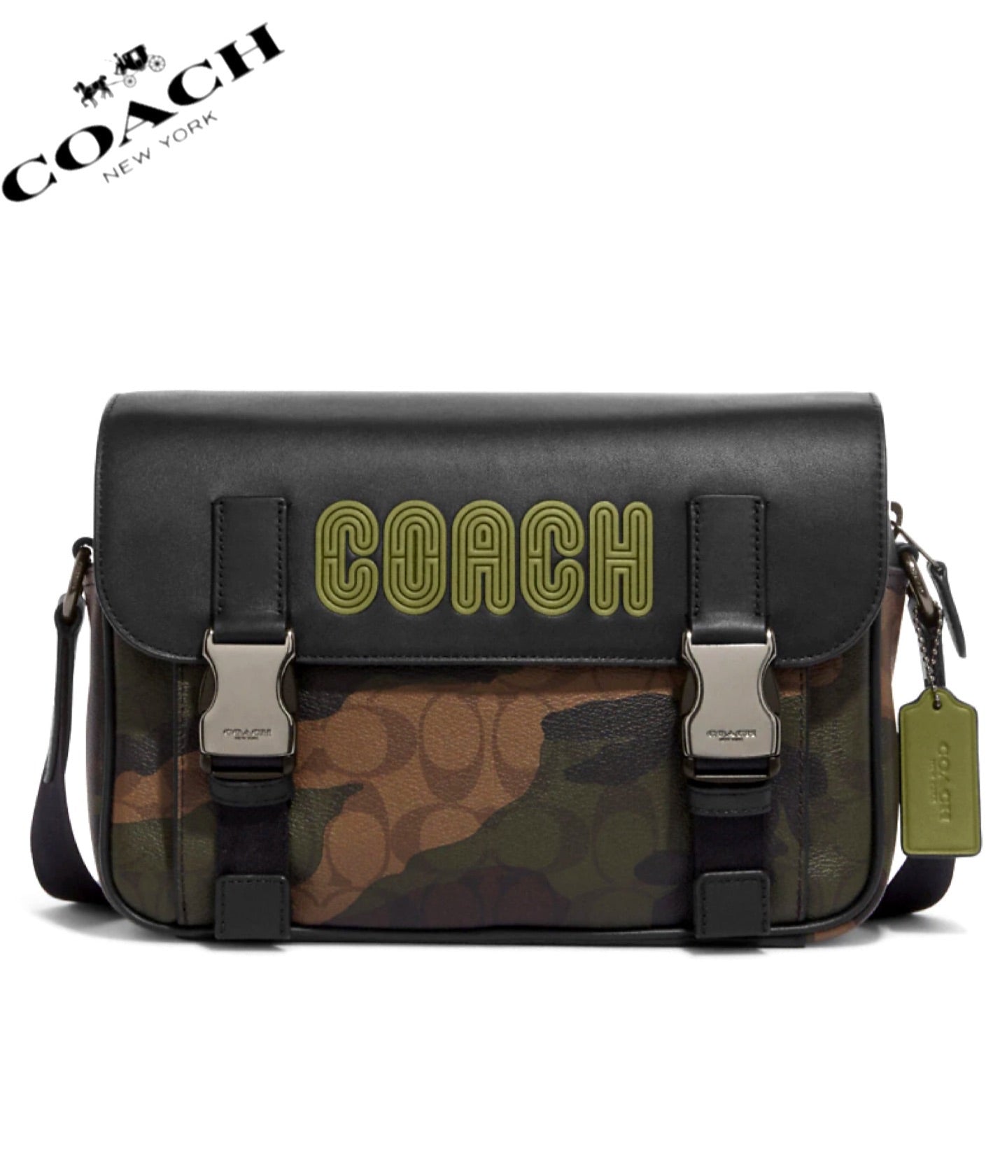 Coach Track Crossbody In Signature Canvas With Camo Print And Coach Patch