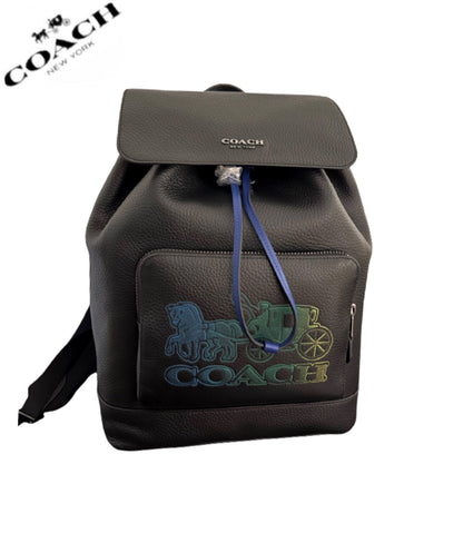 Coach Turner Backpack Leather Black Ombre Horse And Carriage Logo
