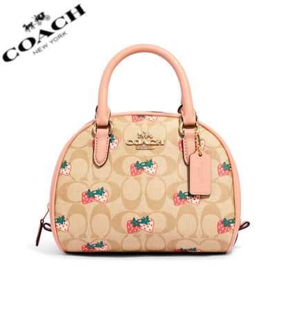 Coach Sydney Satchel In Signature Canvas With Strawberry Print