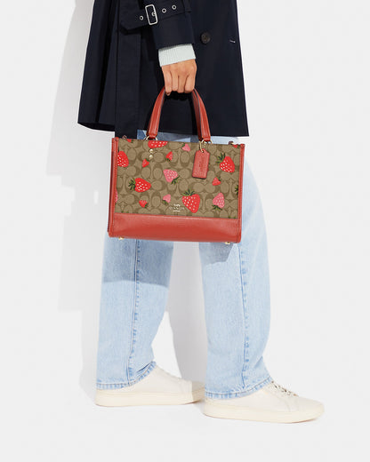Coach Dempsey Carryall In Signature Canvas With Wild Strawberry Print
