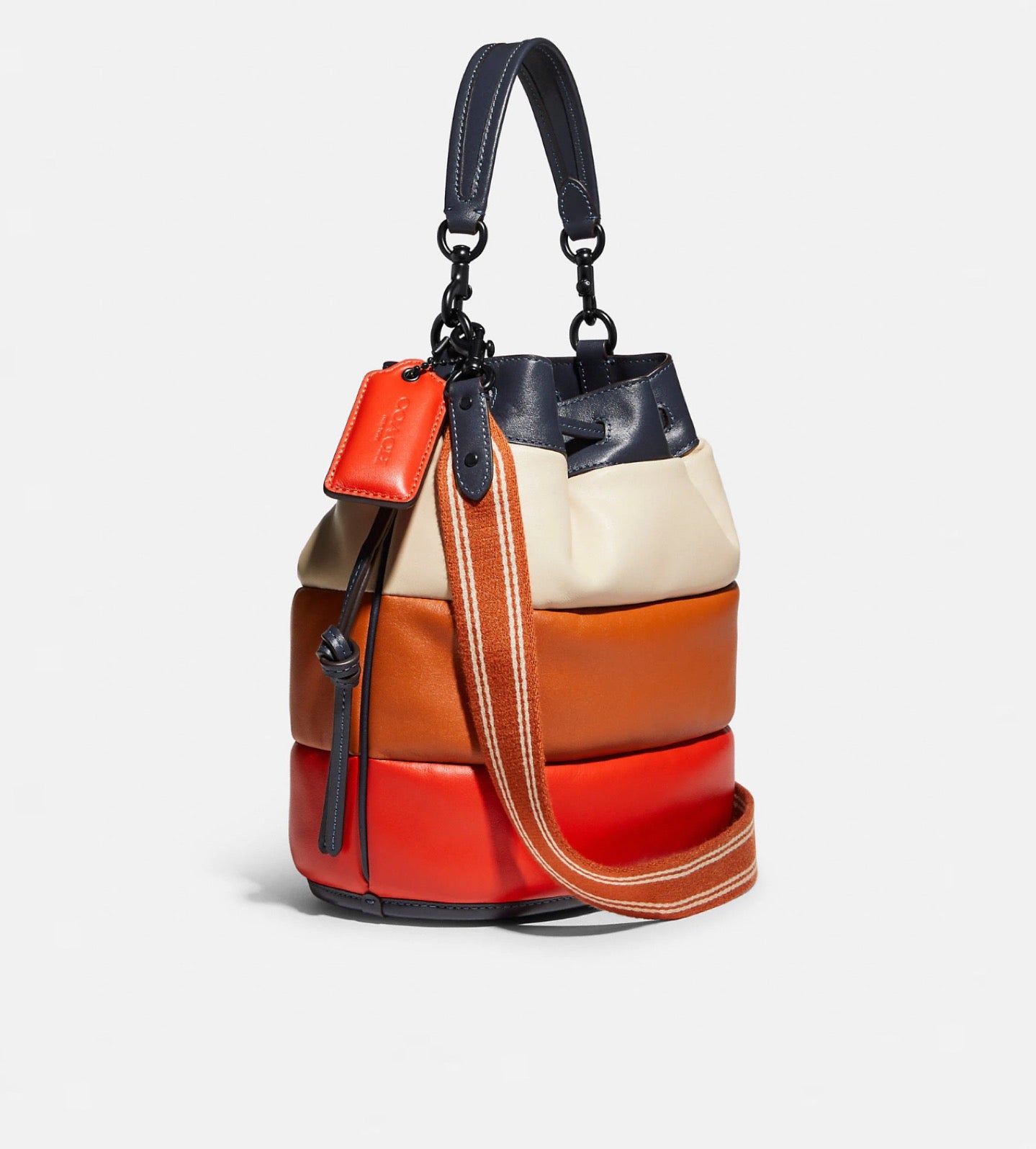 Coach Field Bucket Bag With Colorblock Quilting And Coach Badge