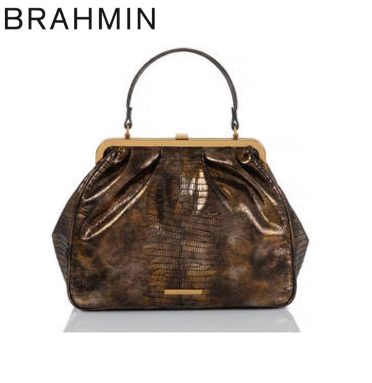 Brahmin EMMY Satchel Bronze Andromeda Genuine Leather Handbag