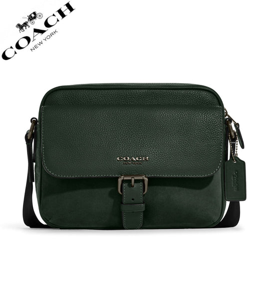 Coach Hudson Crossbody Leather/Suede In Amazon Green