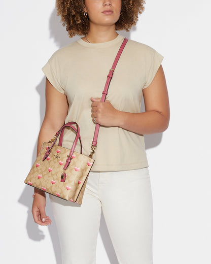 Coach Mollie Tote 25 In Signature Canvas With Stripe Heart Print