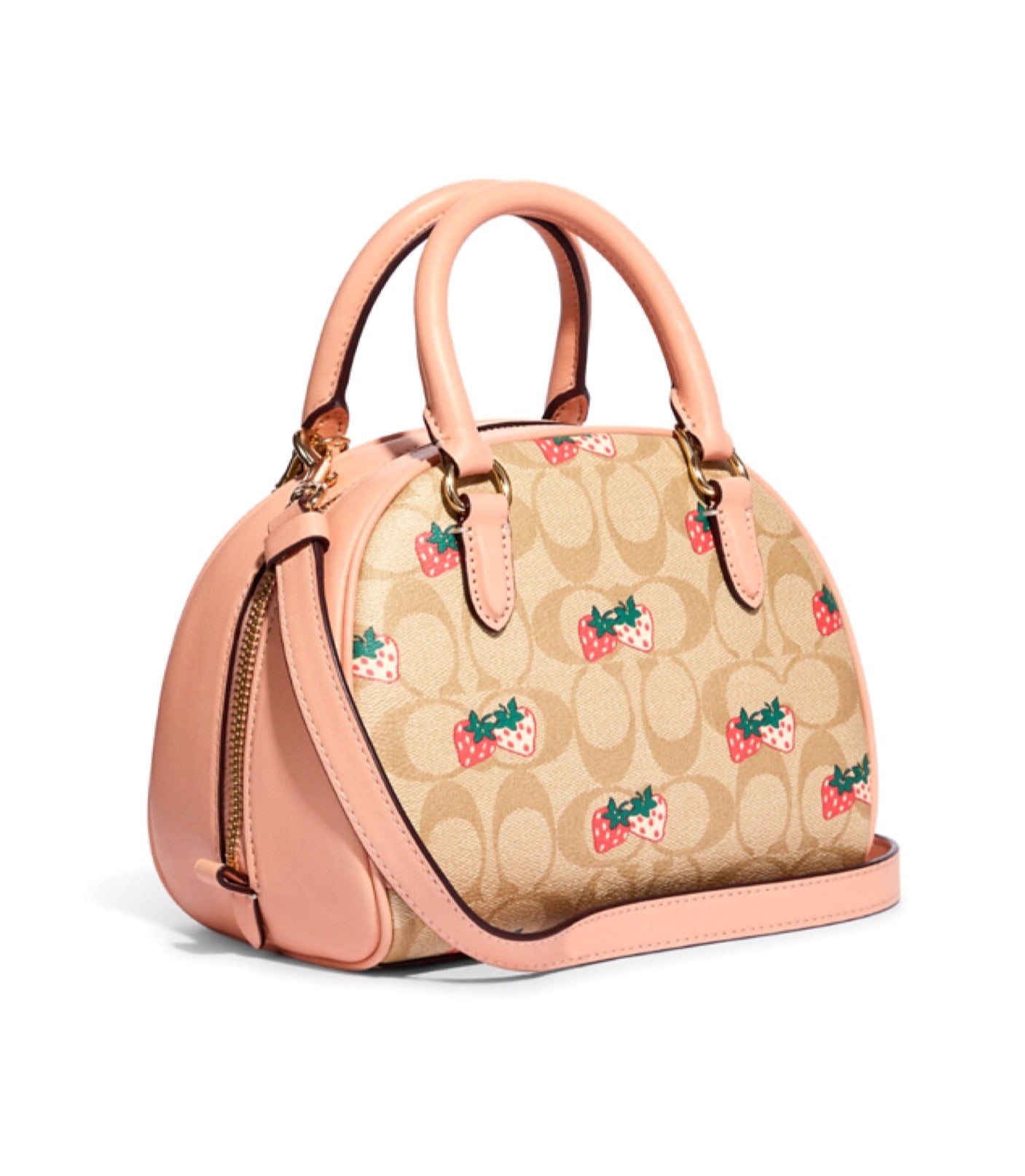 Coach Sydney Satchel In Signature Canvas With Strawberry Print