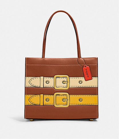 Coach Cashin Carry 22 With Trompe L'oeil Print Leather Tote