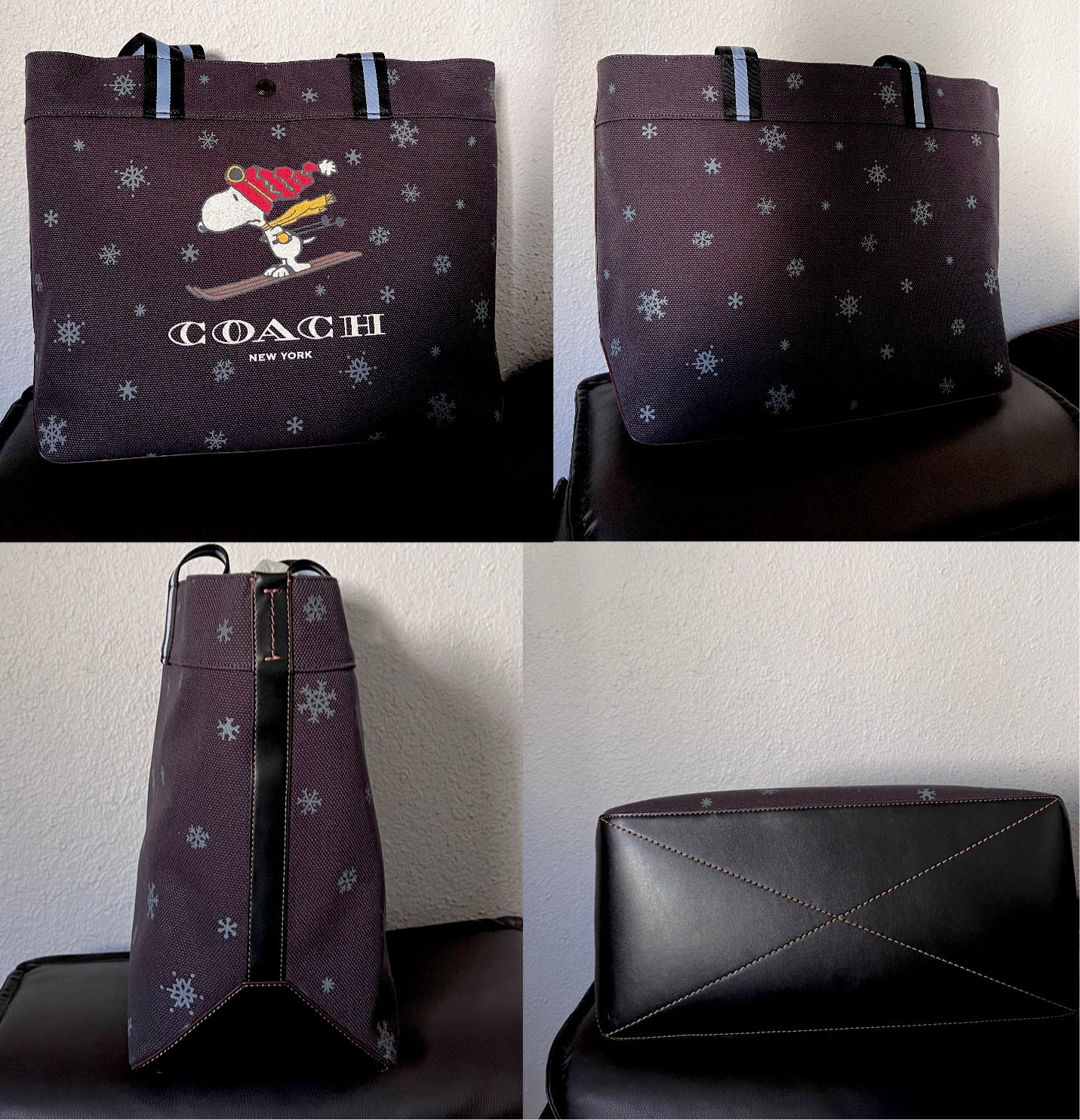 Coach X Peanuts Tote 38 With Snoopy Ski Motif