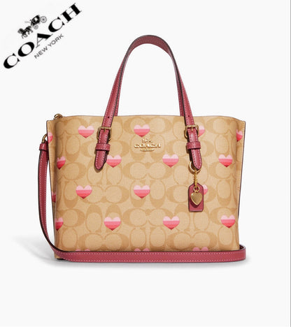 Coach Mollie Tote 25 In Signature Canvas With Stripe Heart Print