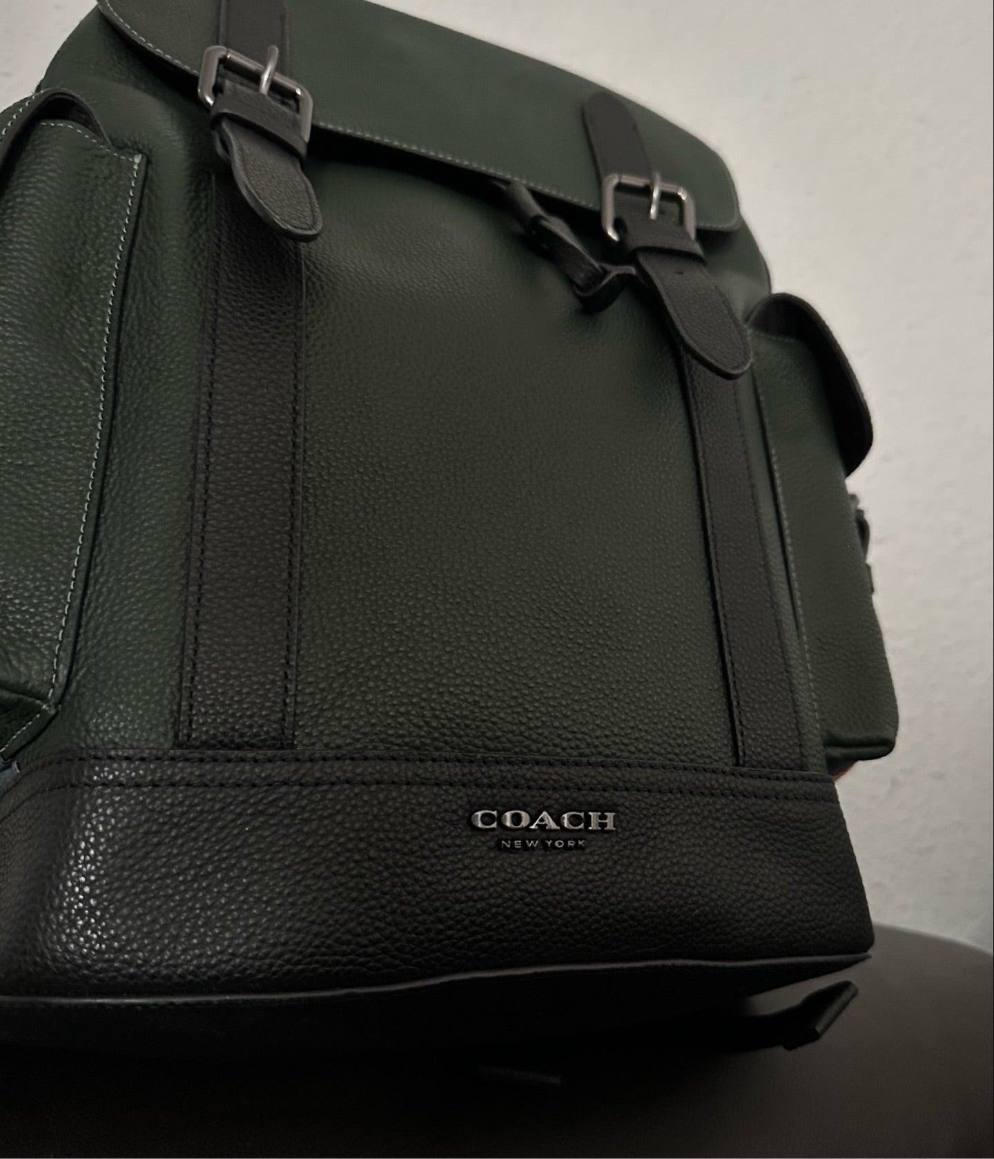 Coach Hudson Leather Backpack With Varsity Stripe