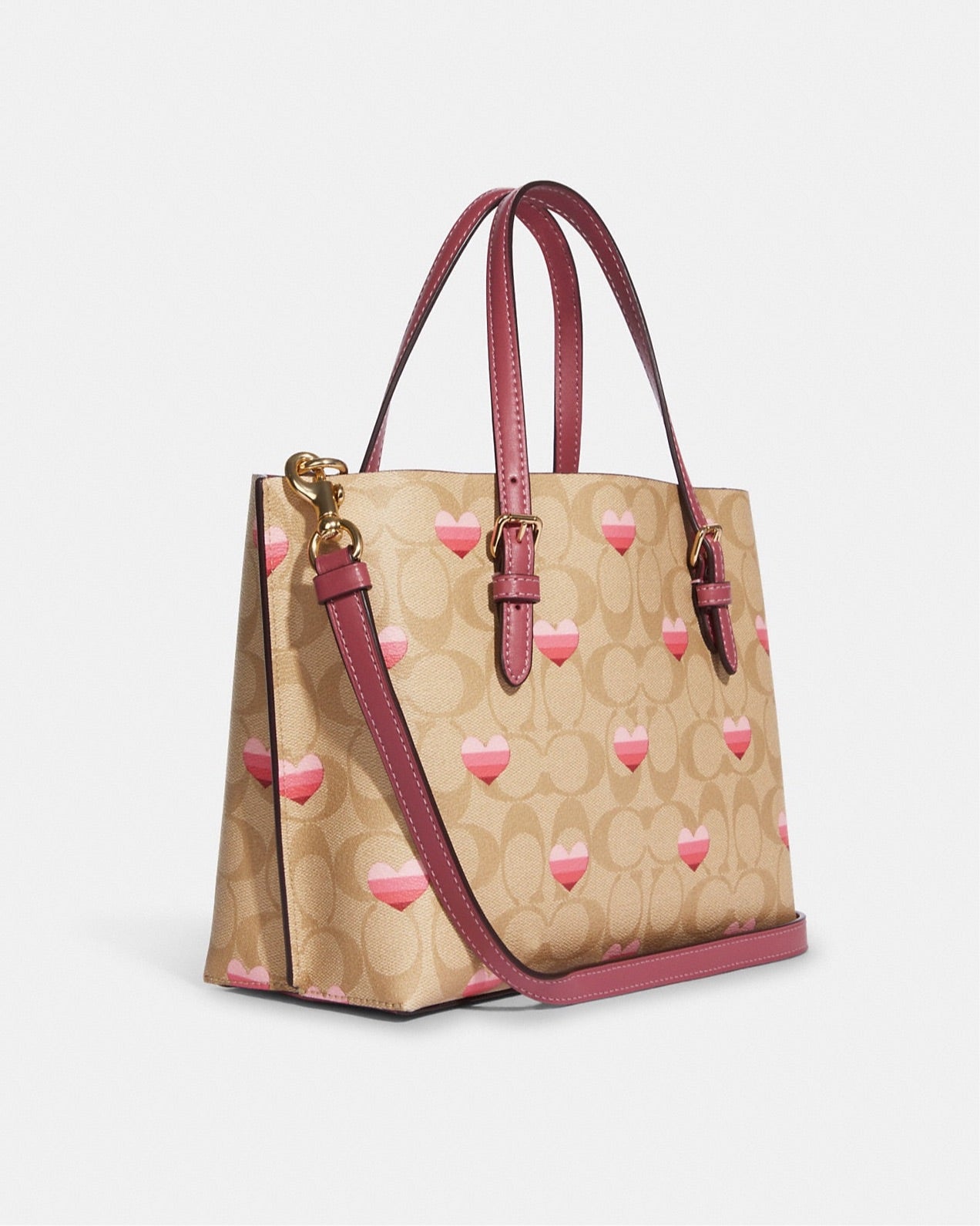 Coach Mollie Tote 25 In Signature Canvas With Stripe Heart Print